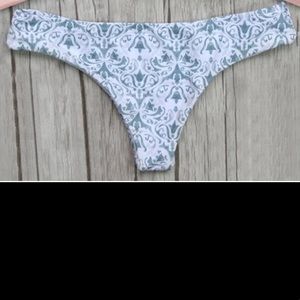 Gray and White Patterned Cheeky Bikini Bottoms